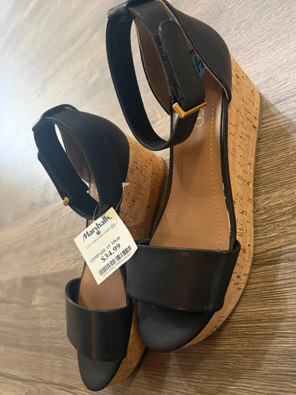 Franco Sarto Black And Cork Wedges